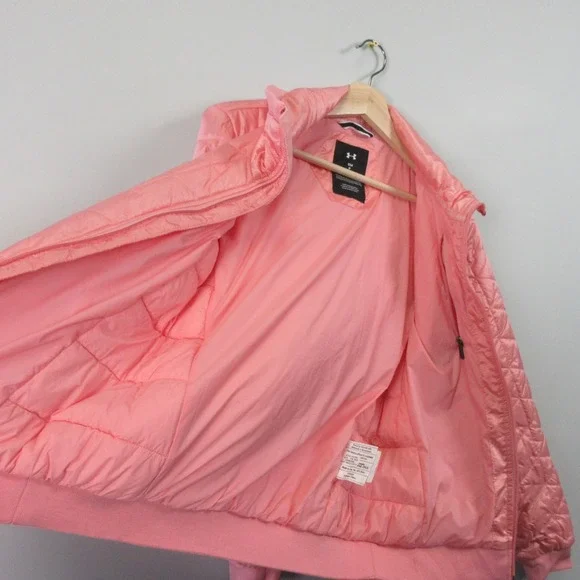 Under Armour Womens ColdGear Reactor Jacket Pink Quilted Full Zip S Coat - Picture 8 of 12